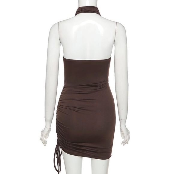 Simple and sexy backless minidress- brown - Picture 7 of 9